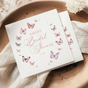 Guardanapo De Papel Chá de Bebê Borboleta Rosa Suave Elegante