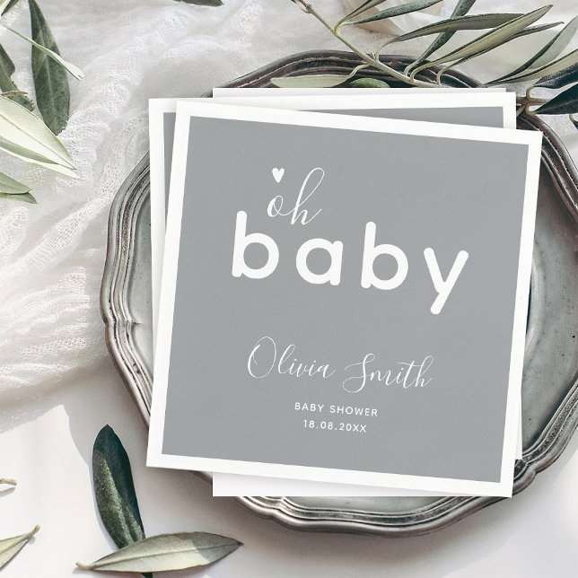 Guardanapo De Papel Chá de Bebê Cinza Oh Baby (Criador carregado)