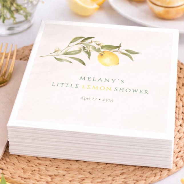 Guardanapo De Papel Chá de Bebê Citrino Pequeno Limão (Little Lemon Citrus Baby Shower Napkins)