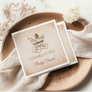 Guardanapo De Papel Chá de Bebê Clássico Bege Vintage Neutro