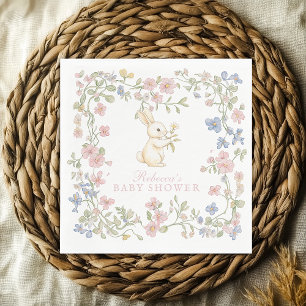 Guardanapo De Papel Chá de Bebê Coelhinho Floral Vintage Rosa Delicado