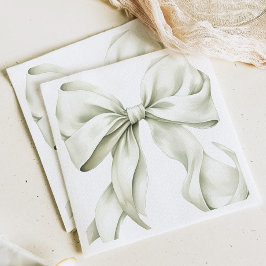 Guardanapo De Papel Chá de Bebê com Laço Verde Sage