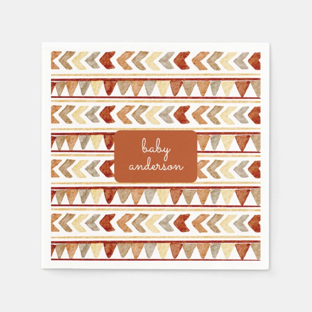 Guardanapo De Papel Chá de Bebê com Padrão Tribal Boêmio (Frente)