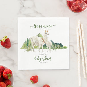 Guardanapo De Papel Chá de Bebê da Llama Mamãe Aquarela
