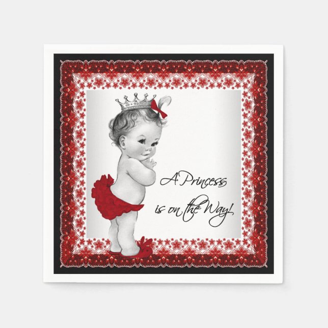 Guardanapo De Papel Chá de Bebê da Princesa Vermelha (Frente)