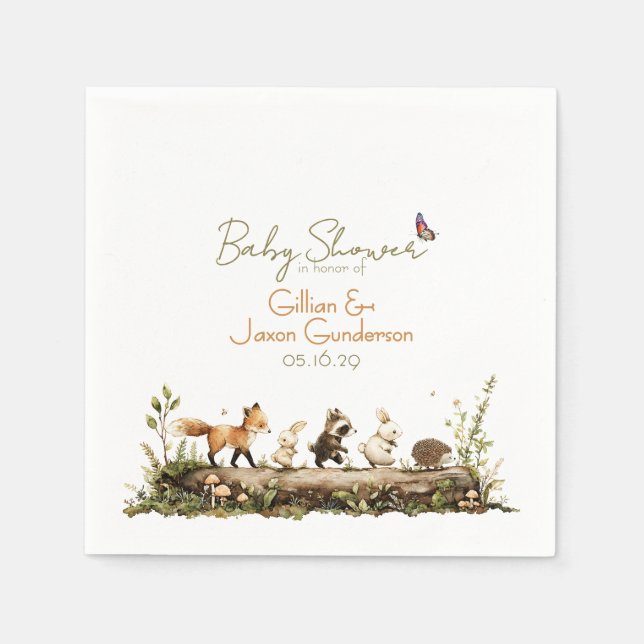Guardanapo De Papel Chá de Bebê de Animais da Floresta (Frente)