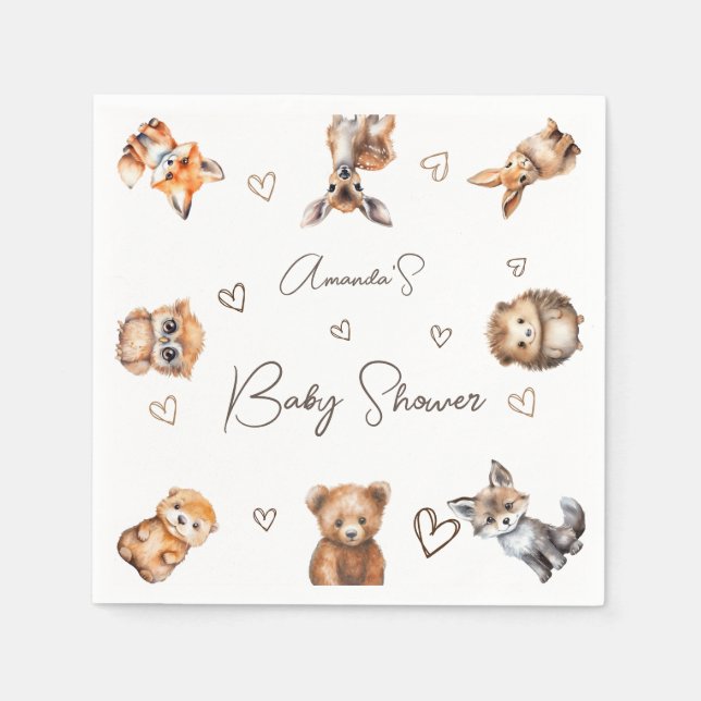 Guardanapo De Papel Chá de Bebê de Animais da Floresta (Frente)