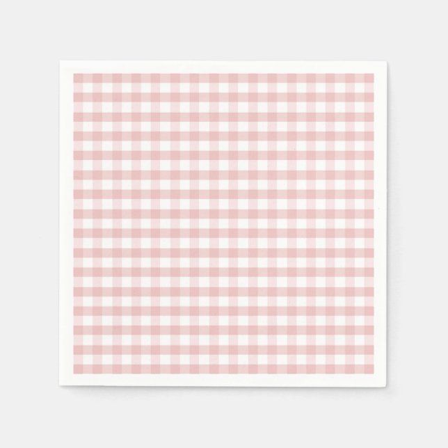 Guardanapo De Papel Chá de Bebê de Aniversário Xadrez Gingham Rosa Sua (Frente)