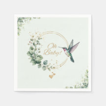 Chá de Bebê de Beija-Flor com Eucalipto em Aquarel