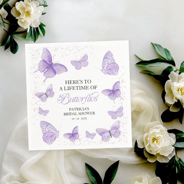 Guardanapo De Papel Chá de Bebê de Borboletas por Toda a Vida Roxo (Criador carregado)