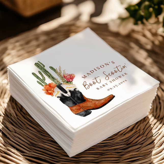 Guardanapo De Papel Chá de Bebê de Bota Western aquarela (Criador carregado)