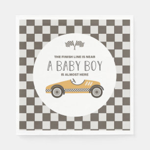 Guardanapo De Papel Chá de Bebê de Carro de Corrida Amarelo Vintage