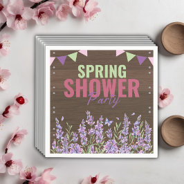 Guardanapo De Papel Chá de Bebê de Chuva de Primavera com Lavanda Rúst
