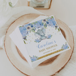 Guardanapo De Papel Chá de Bebê de Elefante Fofo Floral Azul
