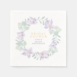 Guardanapo De Papel Chá de Bebê de Flores Roxas em Aquarela Elegante