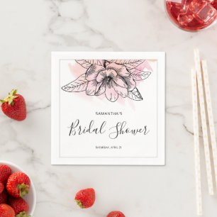 Guardanapo De Papel Chá de Bebê de Magnólia Simples Rosa Aquarela