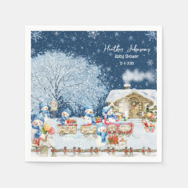 Guardanapo De Papel Chá de Bebê de Natal com Bonecos de Neve