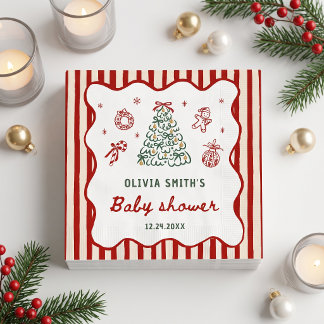 Guardanapo De Papel Chá de Bebê de Natal Red Stripe