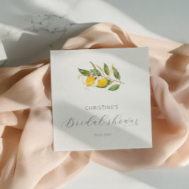 Guardanapo De Papel Chá de Bebê de Noiva de Aquarela de Limão de Verão