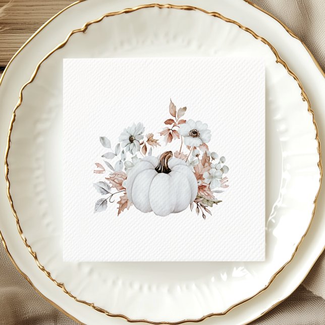 Guardanapo De Papel Chá de Bebê de Outono Branco Simples e Elegante (Criador carregado)
