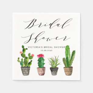Guardanapo De Papel Chá de Bebê de Suculentas e Cactus em Vasos Boho