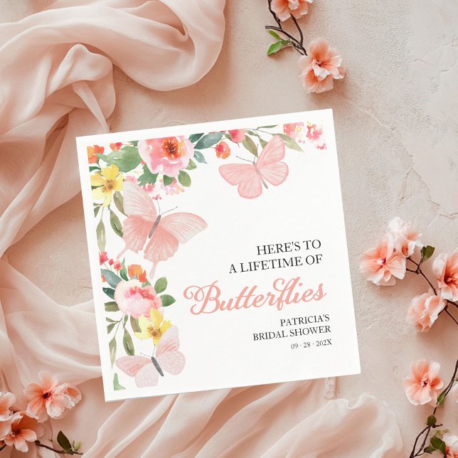 Guardanapo De Papel Chá de Bebê de Uma Vida de Borboletas Floral (Criador carregado)