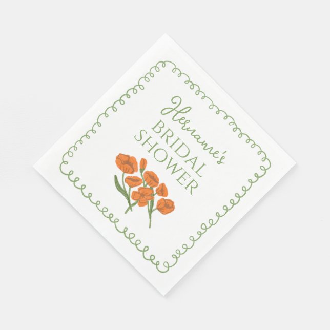 Guardanapo De Papel Chá de Bebê Divertido com Laranja e Verde Jardim (Quina)