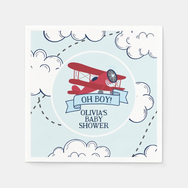 Guardanapo De Papel Chá de Bebê do Avião Vermelho (Frente)