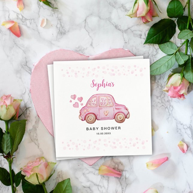 Guardanapo De Papel Chá de Bebê do Carro Rosa de São Valentim (Criador carregado)