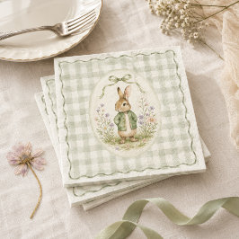Guardanapo De Papel Chá de Bebê do Coelho Sage Gingham