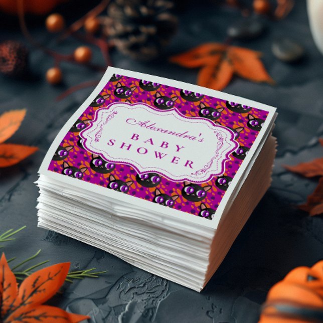 Guardanapo De Papel Chá de Bebê do Gato Psicodélico de Halloween (Criador carregado)