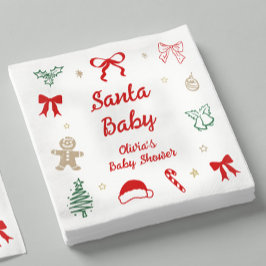 Guardanapo De Papel Chá de Bebê do Papai Noel Desenhado à Mão Natal