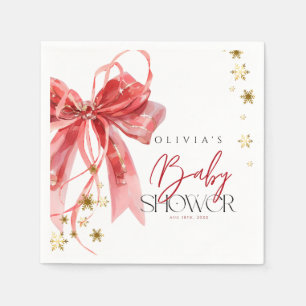 Guardanapo De Papel Chá de Bebê do Papai Noel Natal Vermelho e Dourado