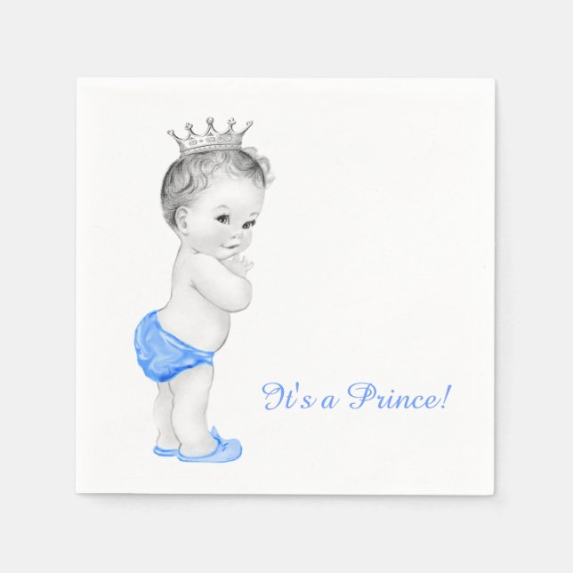 Guardanapo De Papel Chá de Bebê do Príncipe Azul Doce (Frente)