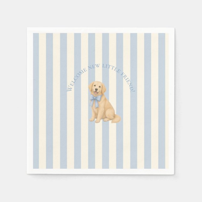 Guardanapo De Papel Chá de Bebê do Retriever Dourado Azul  (Frente)