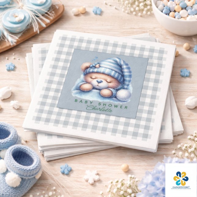 Guardanapo De Papel Chá de Bebê do Ursinho Teddy Fofo (Cute Teddy Bear Baby Shower Napkins)