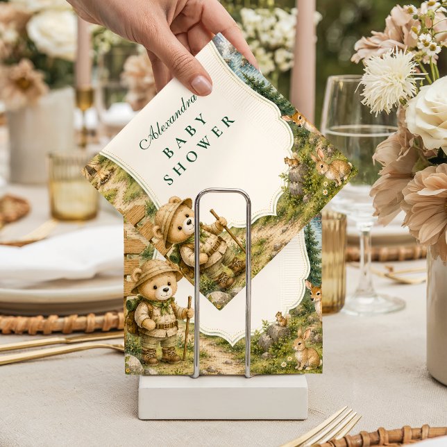 Guardanapo De Papel Chá de Bebê do Urso Caprichoso em Acampamento (Criador carregado)