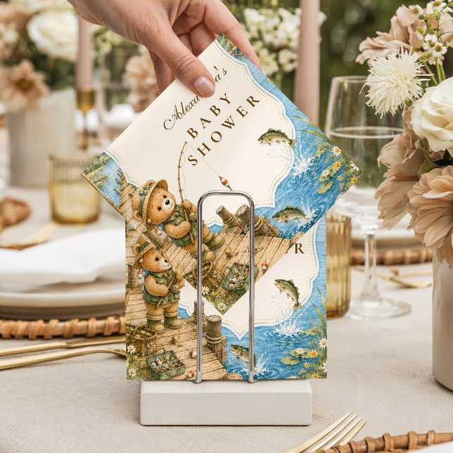 Guardanapo De Papel Chá de Bebê do Urso Rústico Pescando (Criador carregado)
