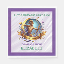 Guardanapo De Papel Chá de Bebê do Zodíaco de Sagitário Lavanda e Verd