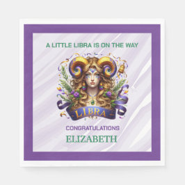 Guardanapo De Papel Chá de Bebê do Zodíaco Libra Lavanda e Verde