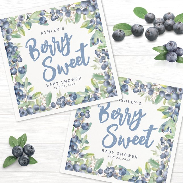Guardanapo De Papel Chá de Bebê Doce Mirtilo (Blueberry Berry Sweet Baby Shower Napkins)