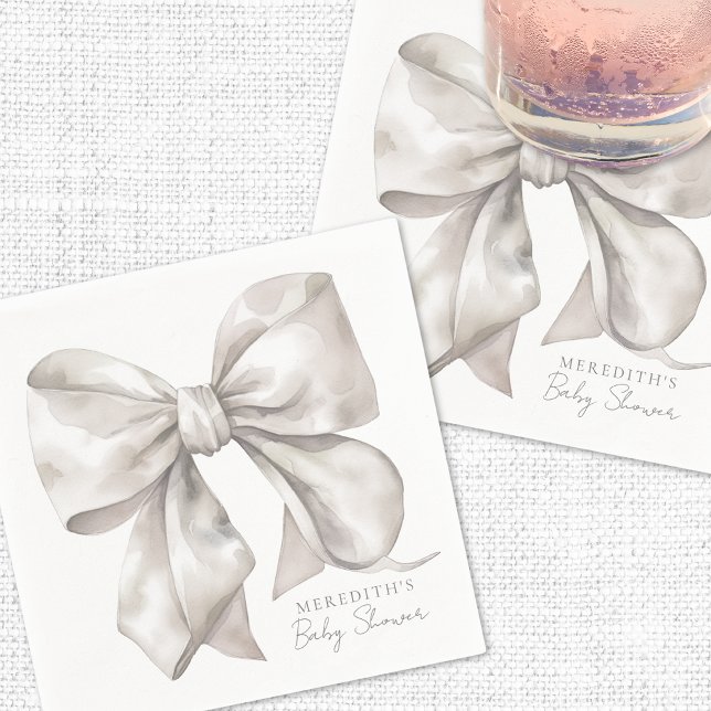Guardanapo De Papel Chá de Bebê Elegant Bow (Elegant Bow Baby Shower Napkins)