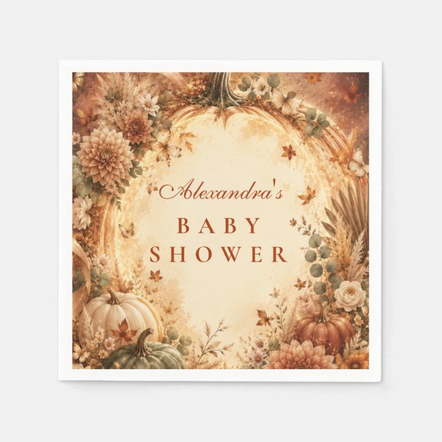 Guardanapo De Papel Chá de Bebê Elegante Boho Abóbora (Frente)