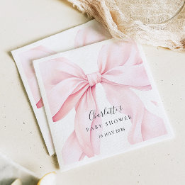 Guardanapo De Papel Chá de Bebê Elegante com Laço Rosa