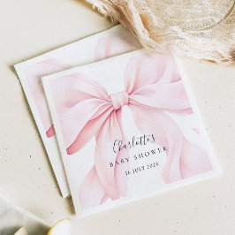 Guardanapo De Papel Chá de Bebê Elegante com Laço Rosa