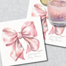 Guardanapo De Papel Chá de Bebê Elegante com Laço Rosa