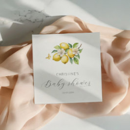 Guardanapo De Papel Chá de Bebê Elegante em Aquarela de Limão