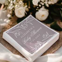 Guardanapo De Papel Chá de Bebê Elegante em Púrpura Empolvilhada com D