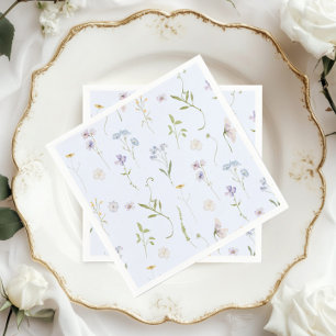Guardanapo De Papel Chá de Bebê elegante Floral de Flor Azul