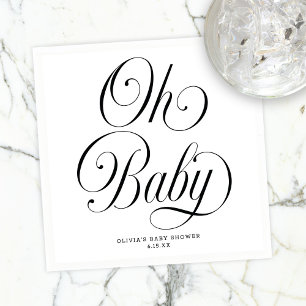 Guardanapo De Papel Chá de Bebê Elegante Oh Baby Letra de Caligrafia U